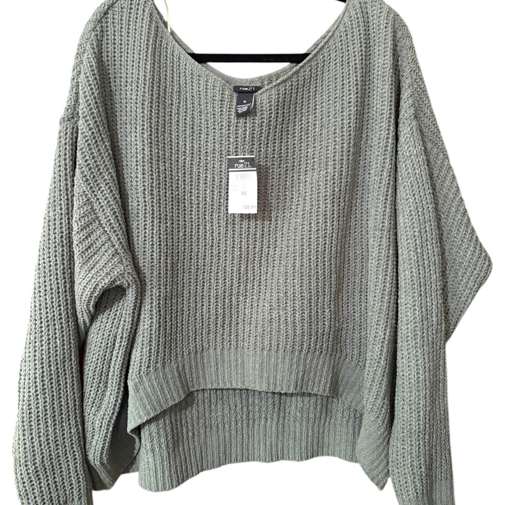 Cozy Green And Mauve Sweater